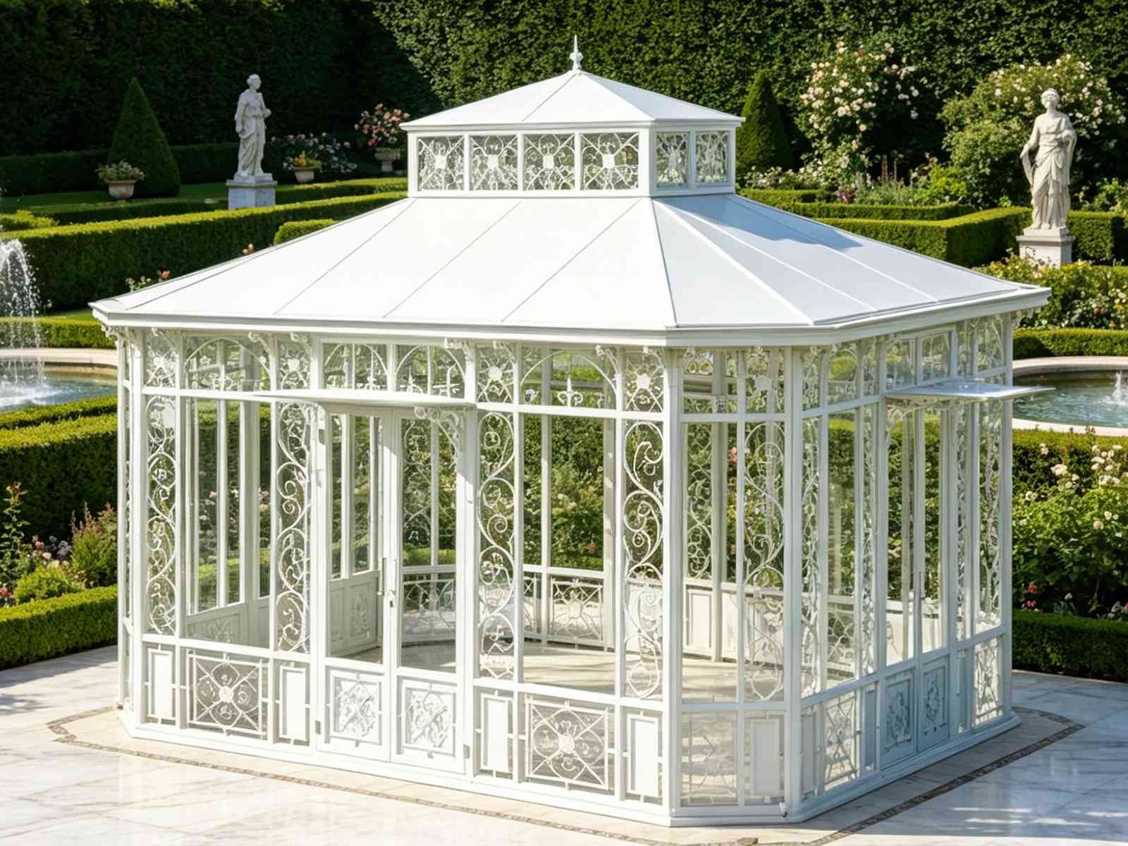 Victorian greenhouse, ornamental steel glasshouse, custom garden conservatory, Victorian Greenhouse YSGH-238: Elegant Steel & Glass Design